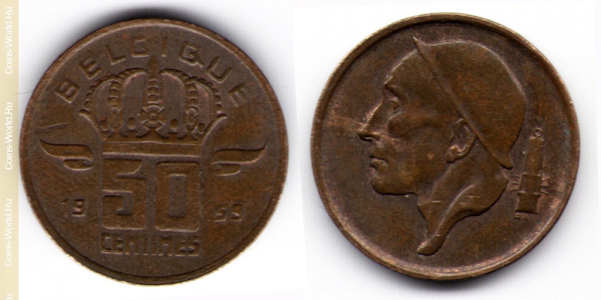 50 cêntimos 1959 de Bélgica