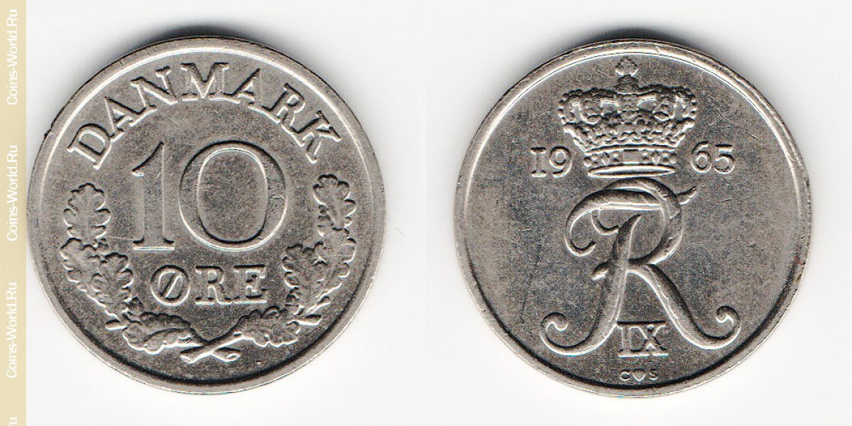 10 ore 1965 Denmark-Coin: 10 ore 1965, the country Denmark, the catalog description, the value of the coin. The rate is subject to state collectible coins.