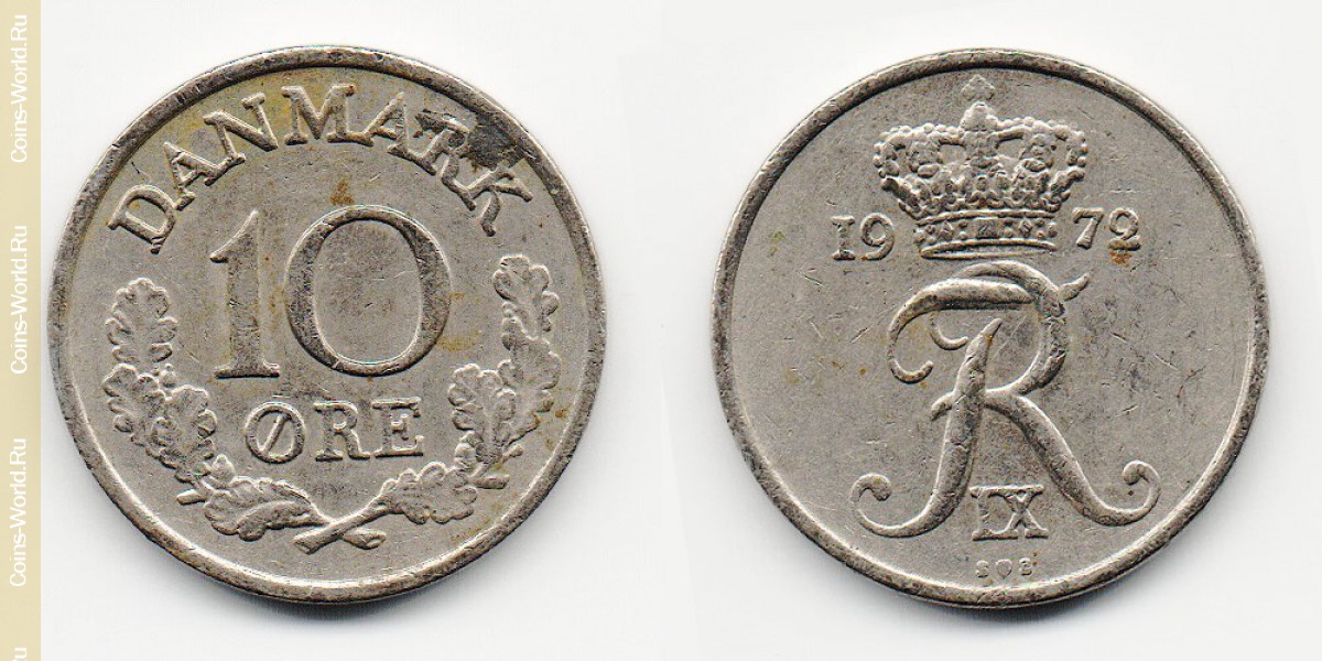 10 ore 1972 Denmark-Coin: 10 ore 1972 , the country Denmark, the catalog description, the value of the coin. The rate is subject to state collectible coins.