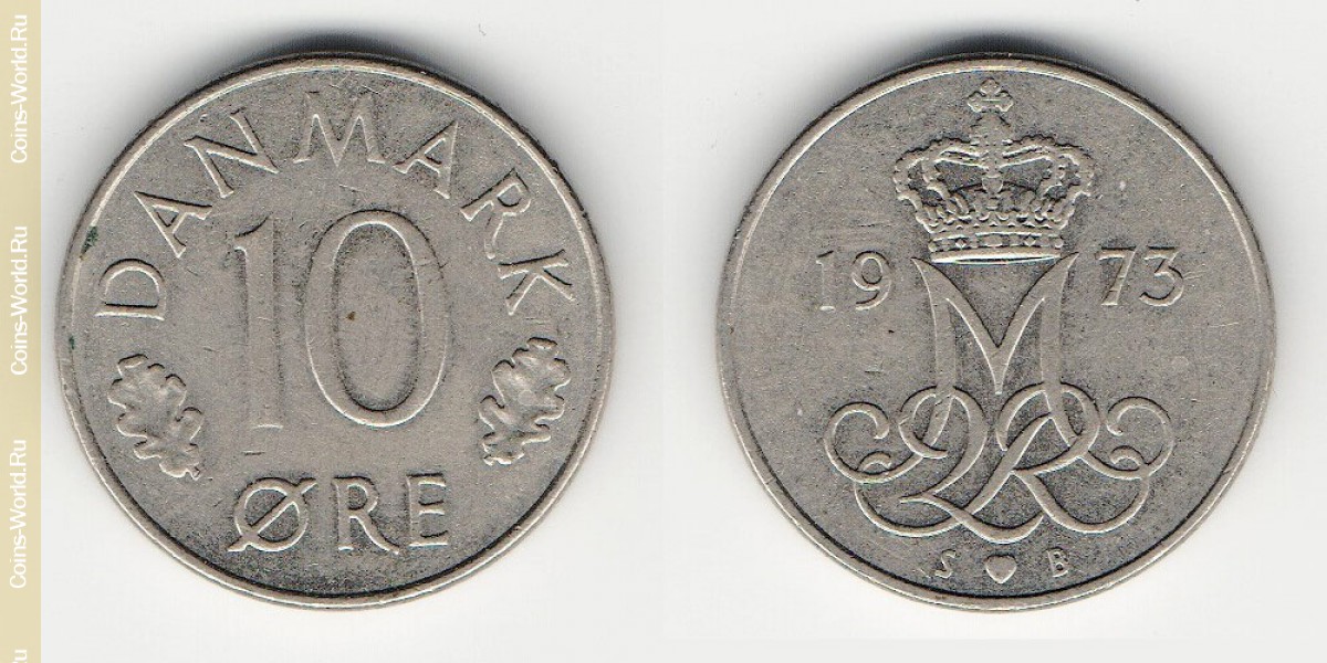 10 ore 1973 Denmark-Coin: 10 ore 1973, the country Denmark, the catalog description, the value of the coin. The rate is subject to state collectible coins.