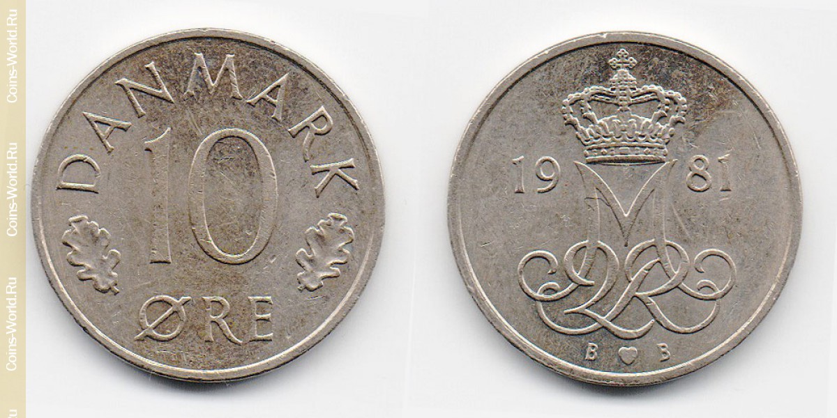 10 ore 1981 Denmark-Coin: 10 ore 1981, the country Denmark, the catalog description, the value of the coin. The rate is subject to state collectible coins.