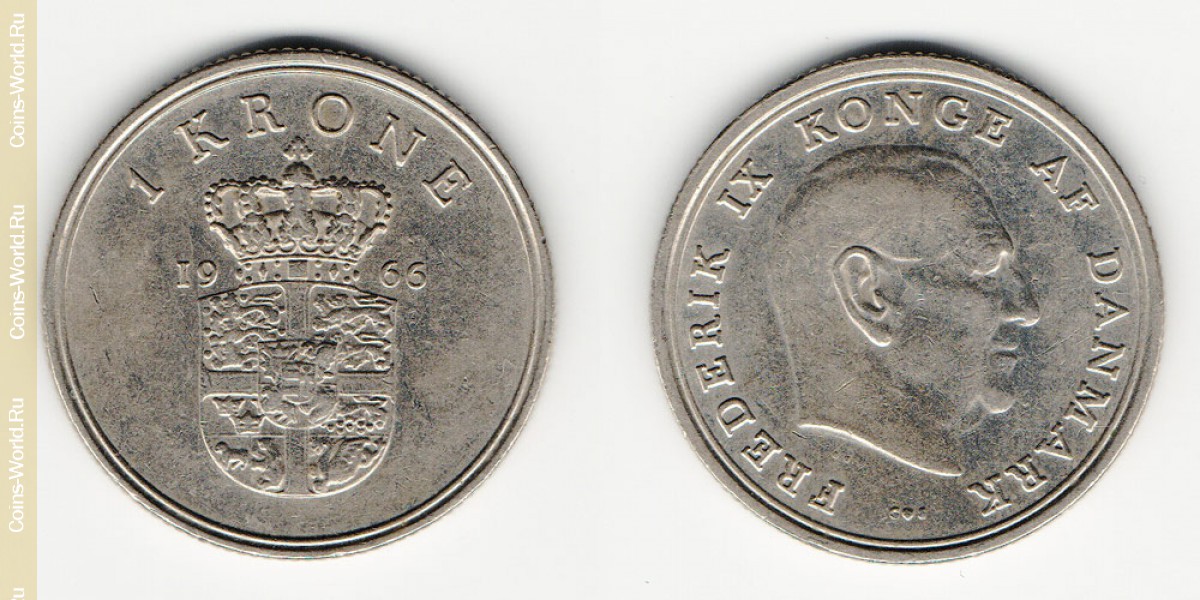 1 крона 1966 года  Дания