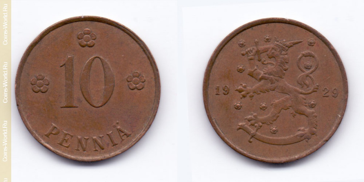 10 пенни 1929 года Финляндия