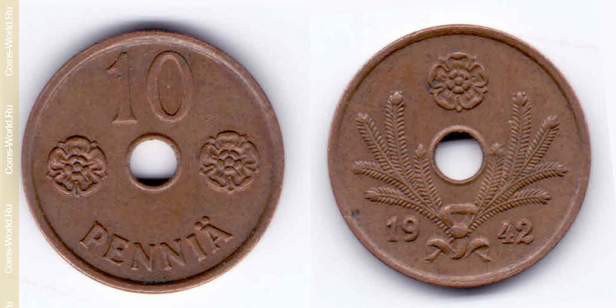 10 penniä 1942 Finland