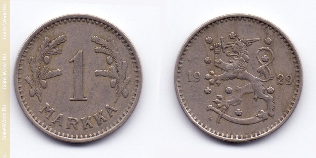 1 markka 1929, Finlândia