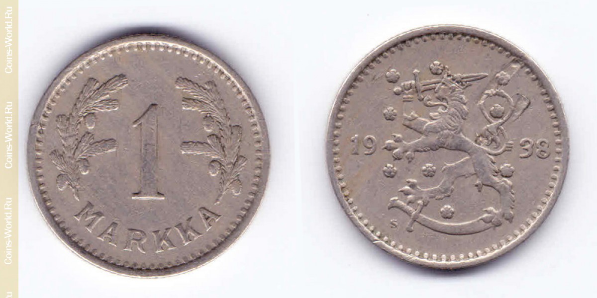 1 марка  1938 года Финляндия
