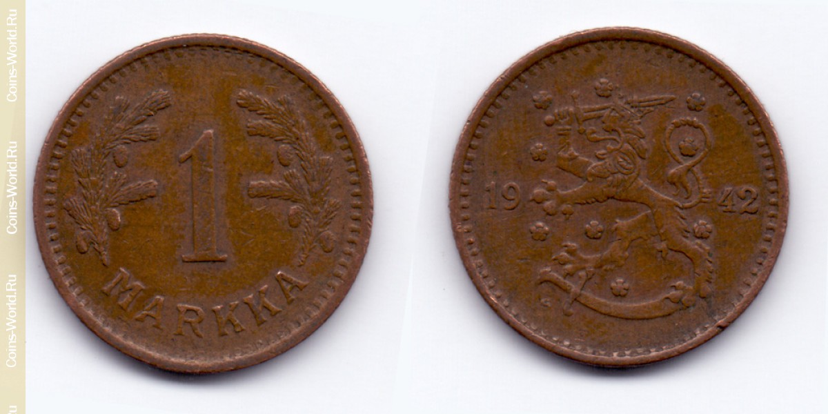 1 марка  1942 года Финляндия