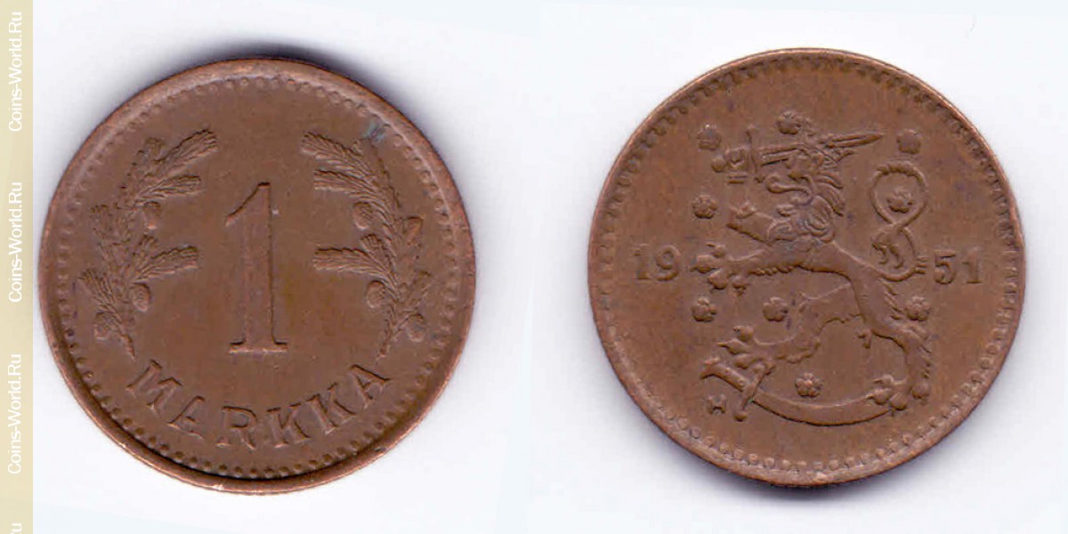 1 марка  1951 года Финляндия