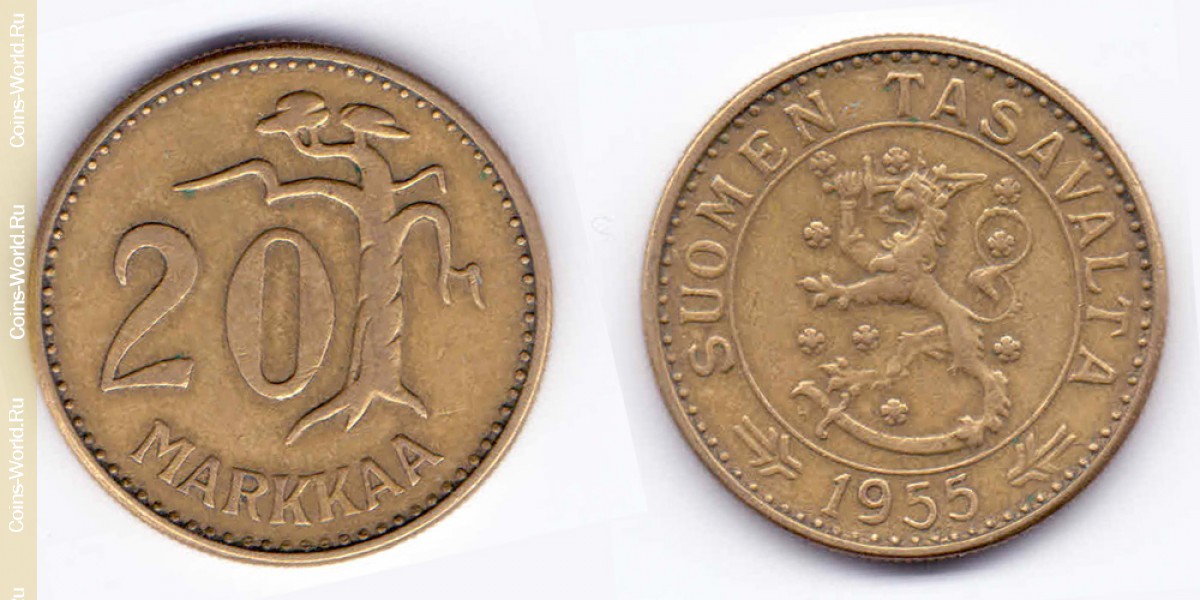 20 марок 1955 года Финляндия