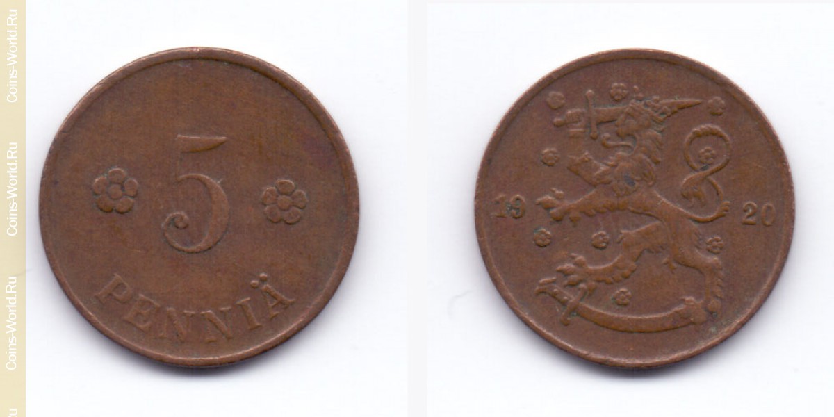 5 пенни 1920 года Финляндия