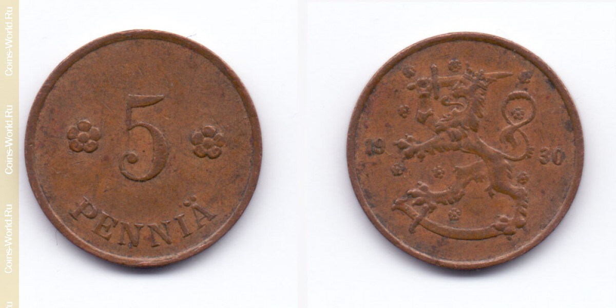 5 пенни 1930 года Финляндия