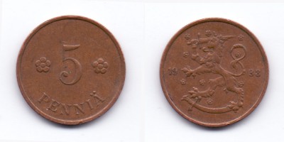 5 penniä 1938