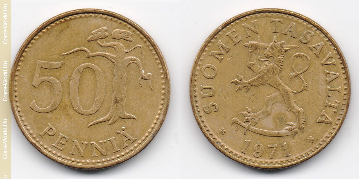 50 пенни 1971 года Финляндия