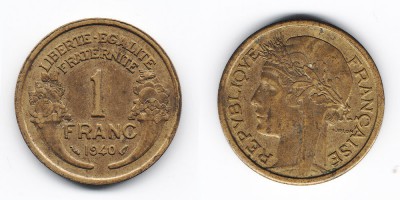 1 франк 1940 года