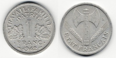 1 франк 1942 года