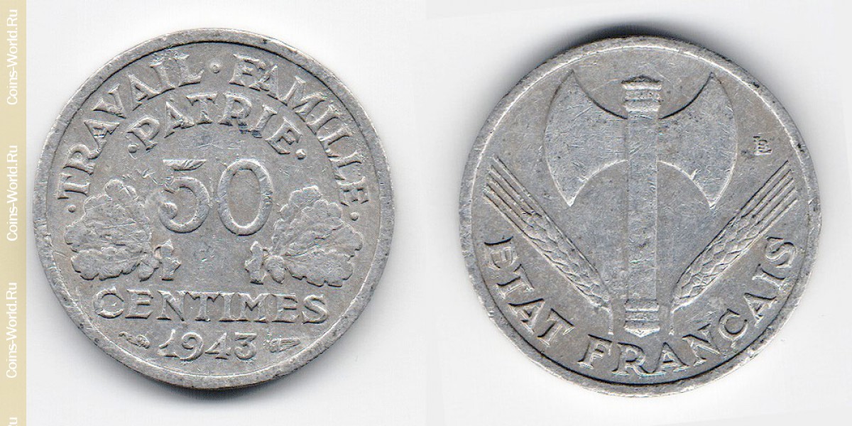 50 céntimos 1943, Francia
