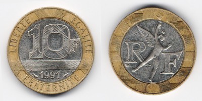 10 франков 1991 года
