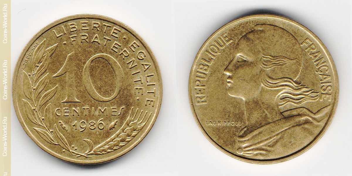 10 céntimos 1986, Francia