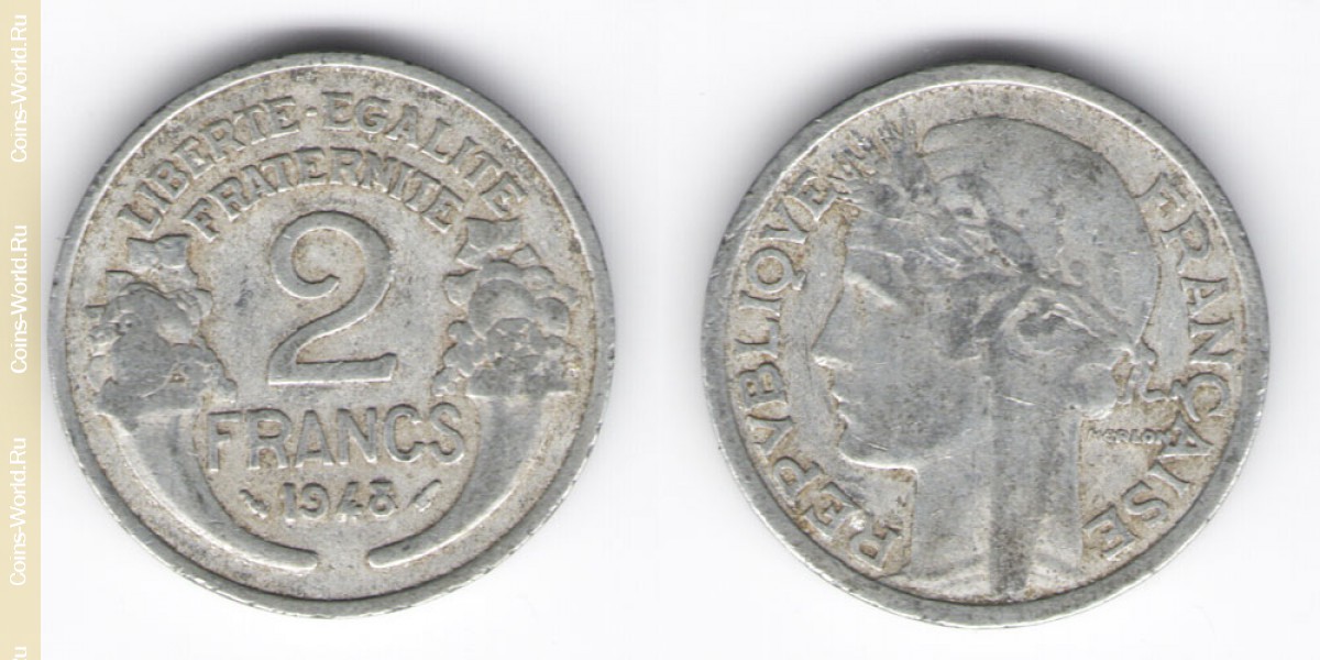 2 франка 1943 год  Франция