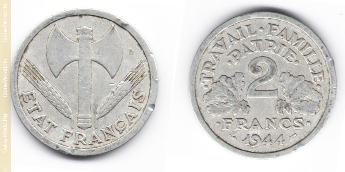 2 франка 1944 год Франция