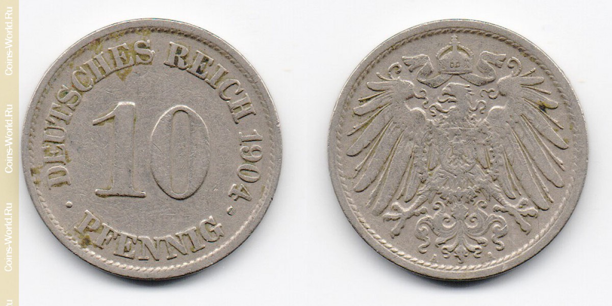 10 пфеннигов 1904 года А Германия