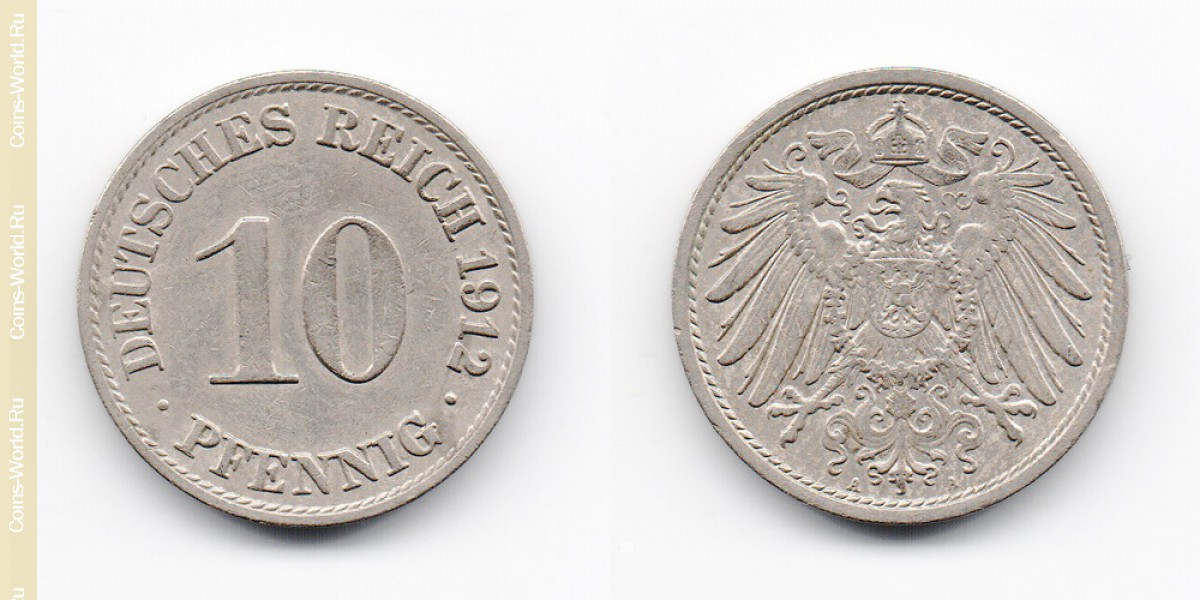 10 пфеннигов 1912 года A Германия