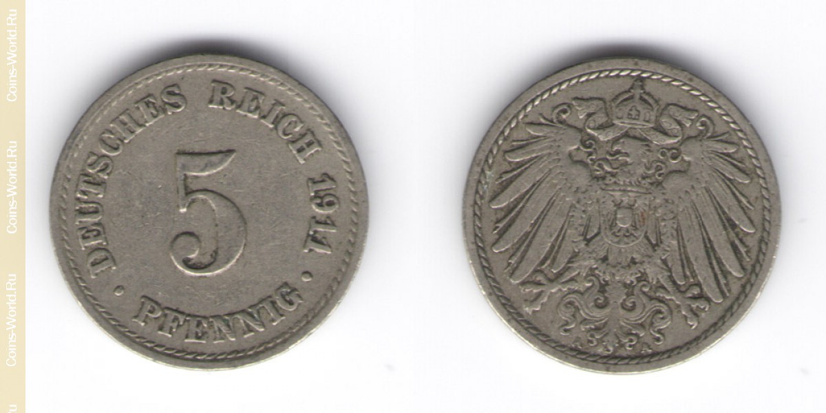5 пфеннингов 1911 год А Германия