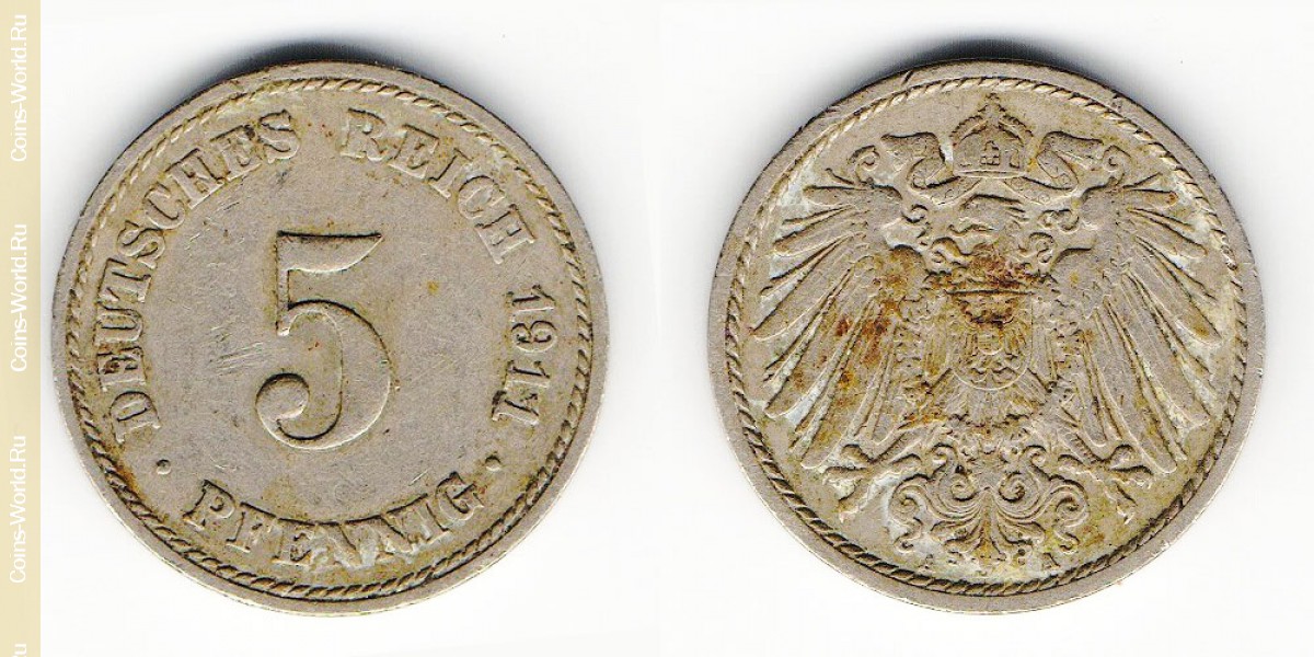 5 пфеннигов 1911 года А  Германия