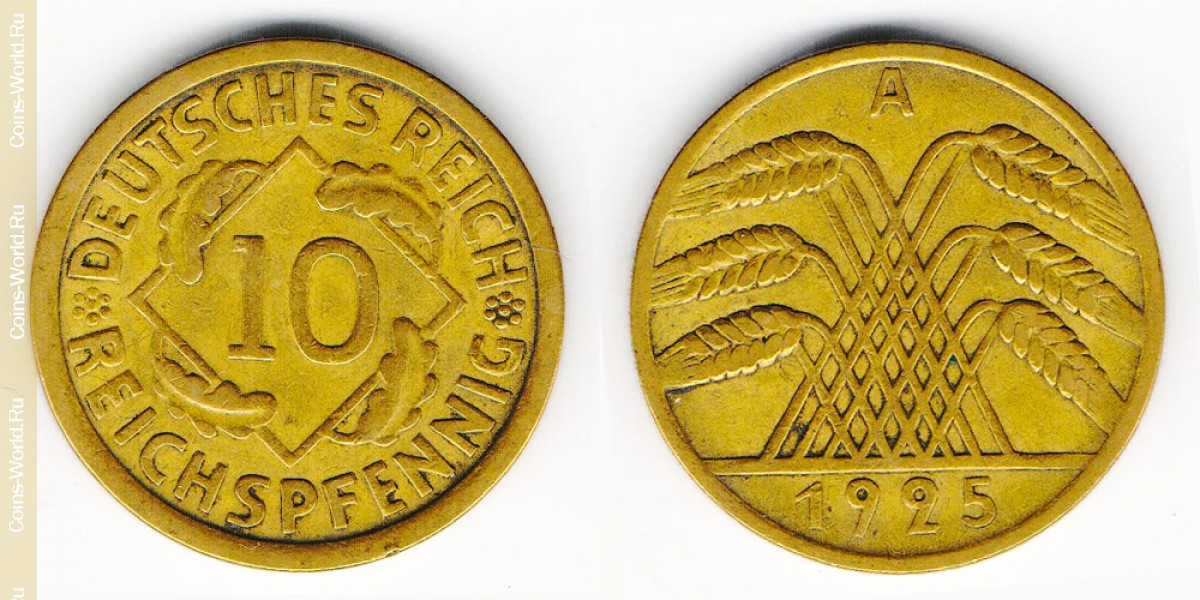10 reichspfennig 1925 A Germany