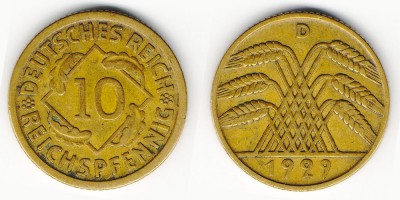 10 рейхспфеннигов 1929 года D