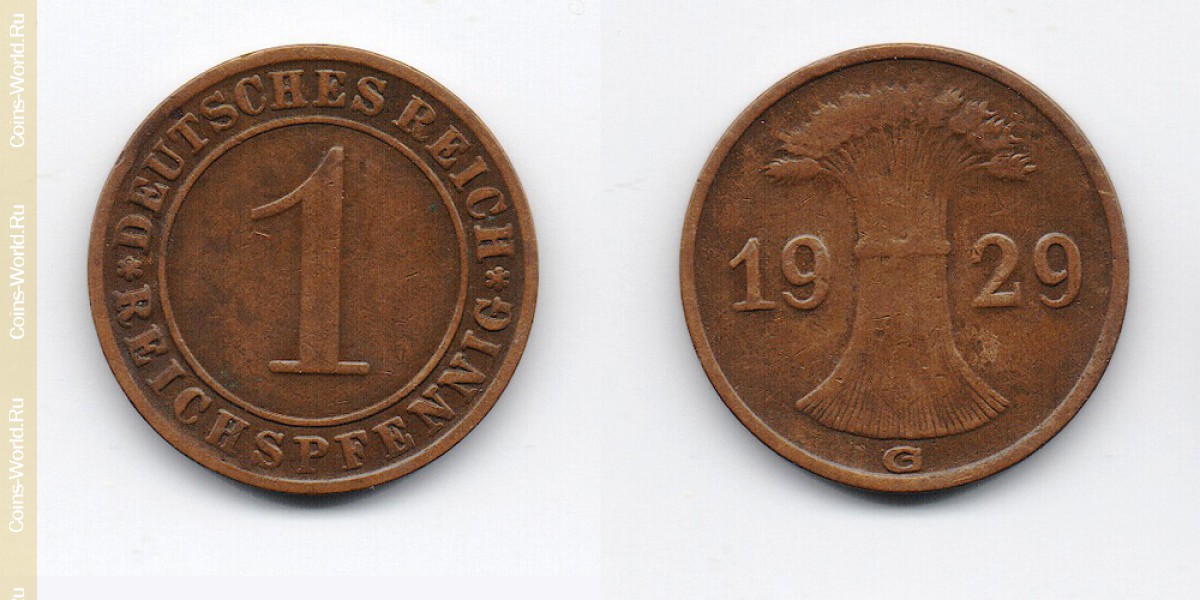 1 reichspfennig 1929, G, Alemanha