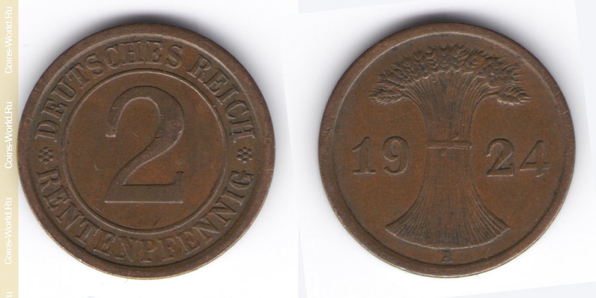 2 rentenpfennig 1924 A, Alemania