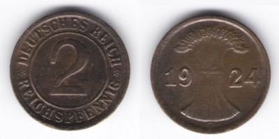 2 рейхспфеннига 1924 год G