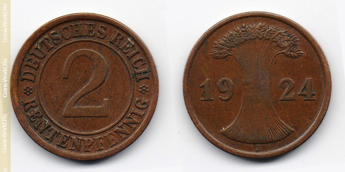 2 rentenpfennig 1924 J Alemania