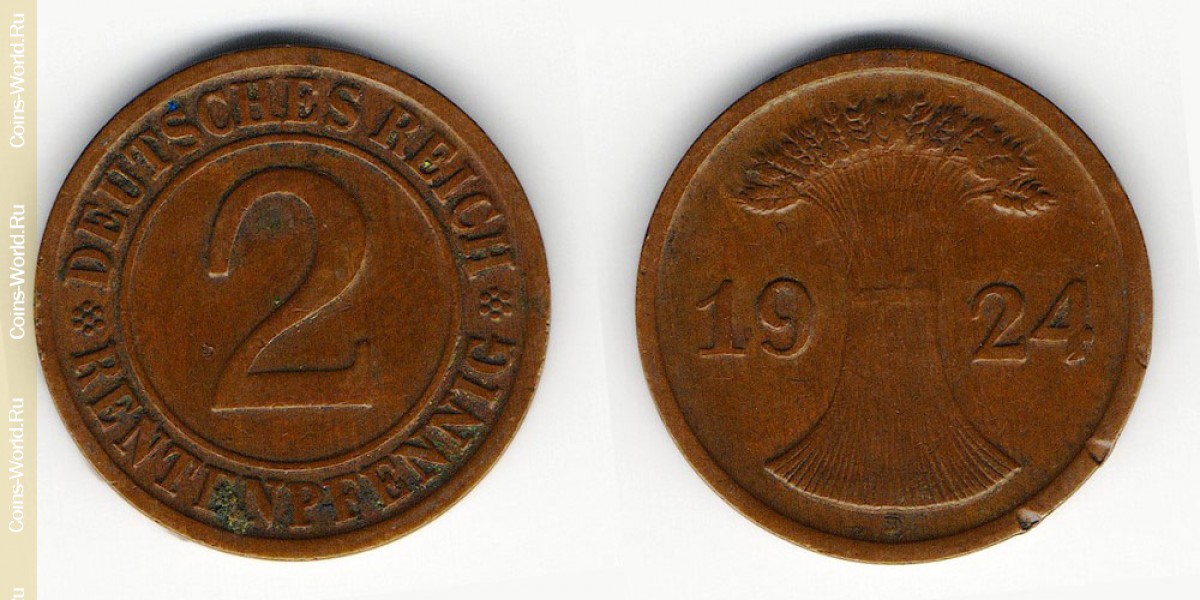 2 rentenpfennig 1924 D Alemanha