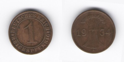 1 reichspfennig 1934 A