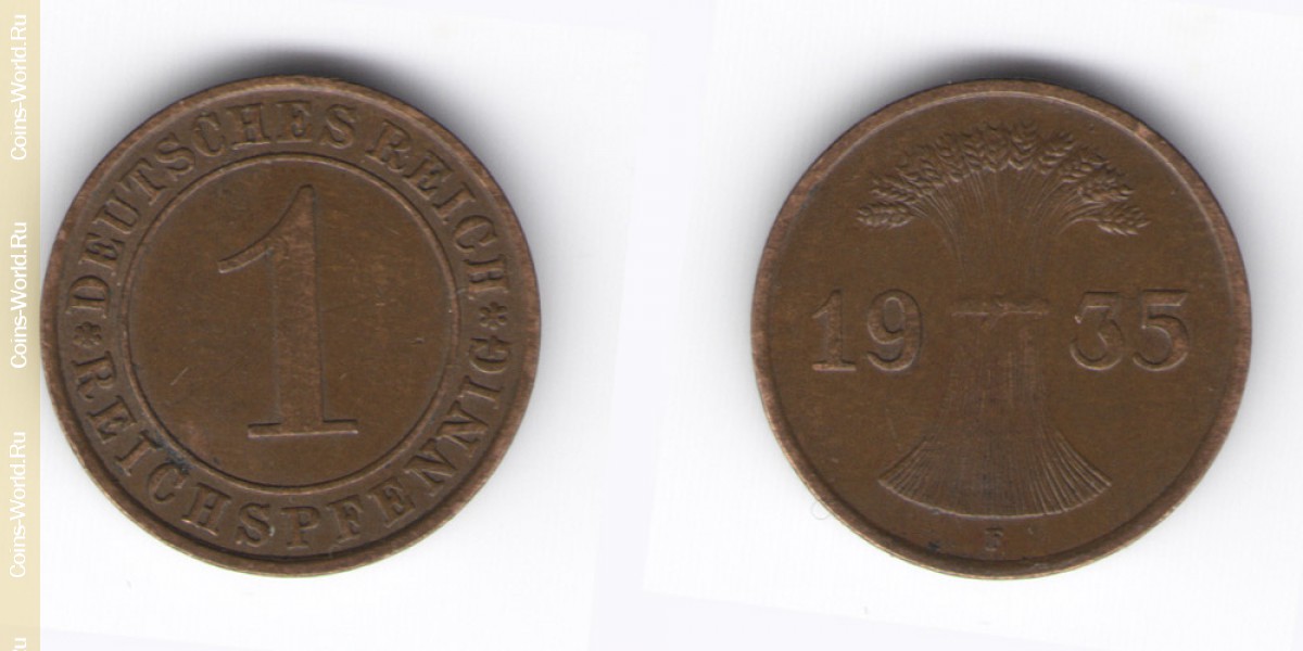 1 reichspfennig 1935 F, Alemania