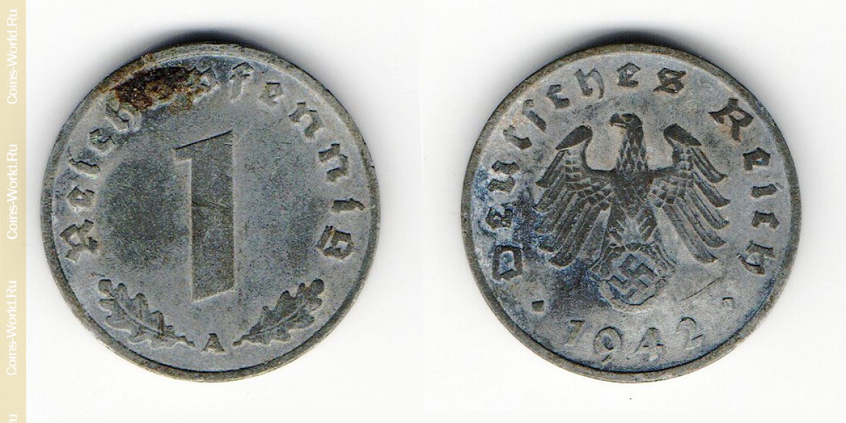 1 reichspfennig 1942 A que Alemanha