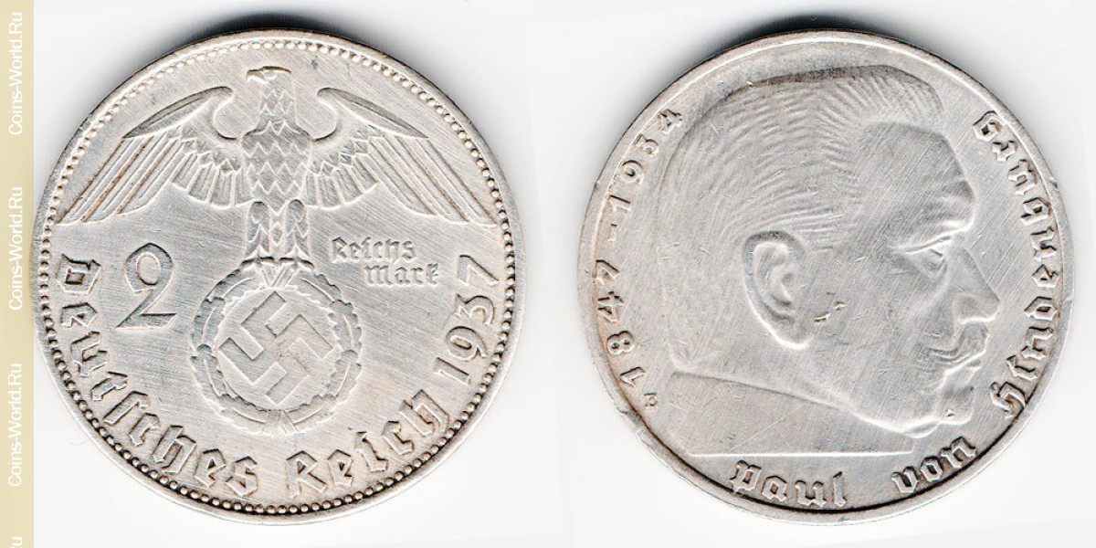 2 Reichsmark 1937 Deutschland E