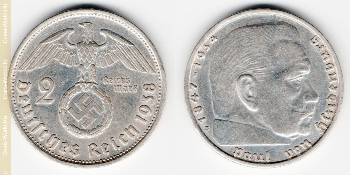 2 Reichsmark 1938 B Deutschland