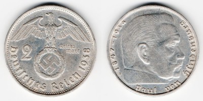 2 reichsmark 1938 B