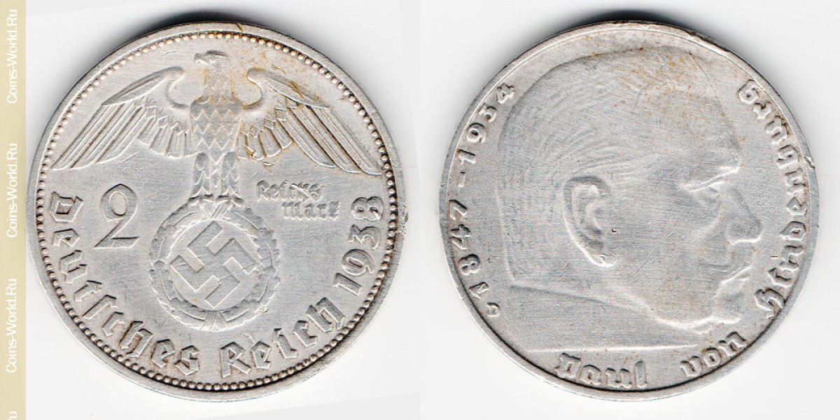 2 reichsmark 1938 D Germany