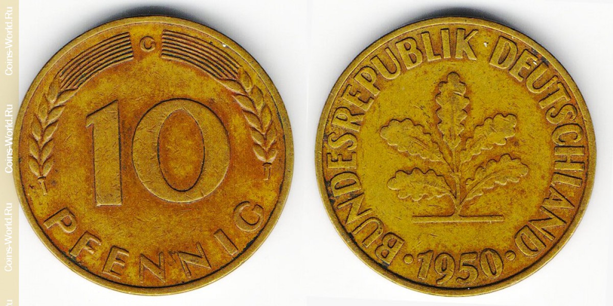10 peniques 1950 G Alemania