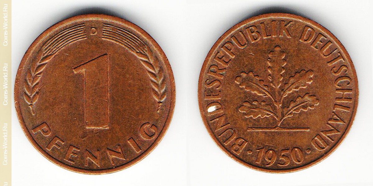 1 penique 1950 D Alemania