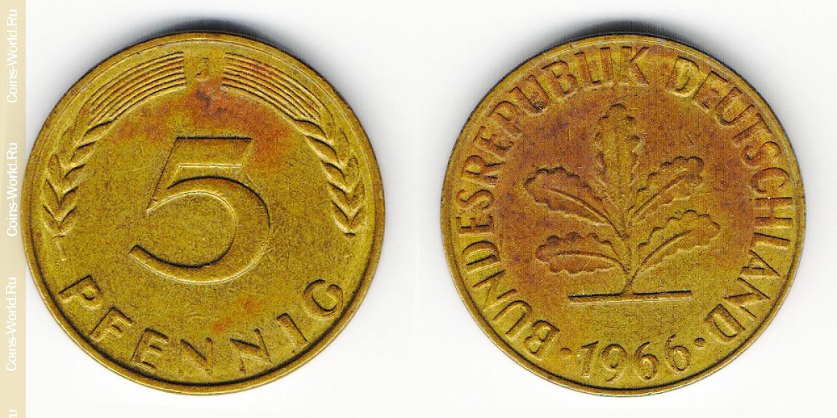 5 pfennig 1966 J Germany