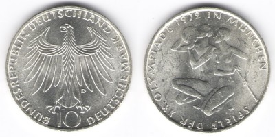 10 марок 1972 год  D