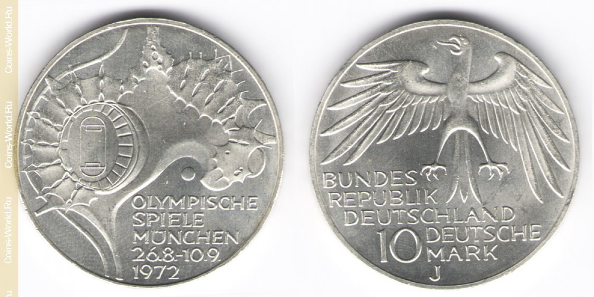 10 marcos 1972 J juegos olímpicos de Alemania