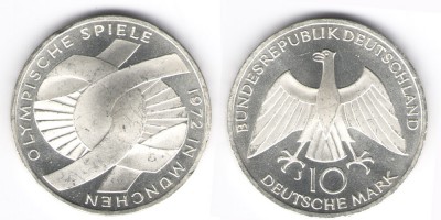 10 марок 1972 год J Олимпиада
