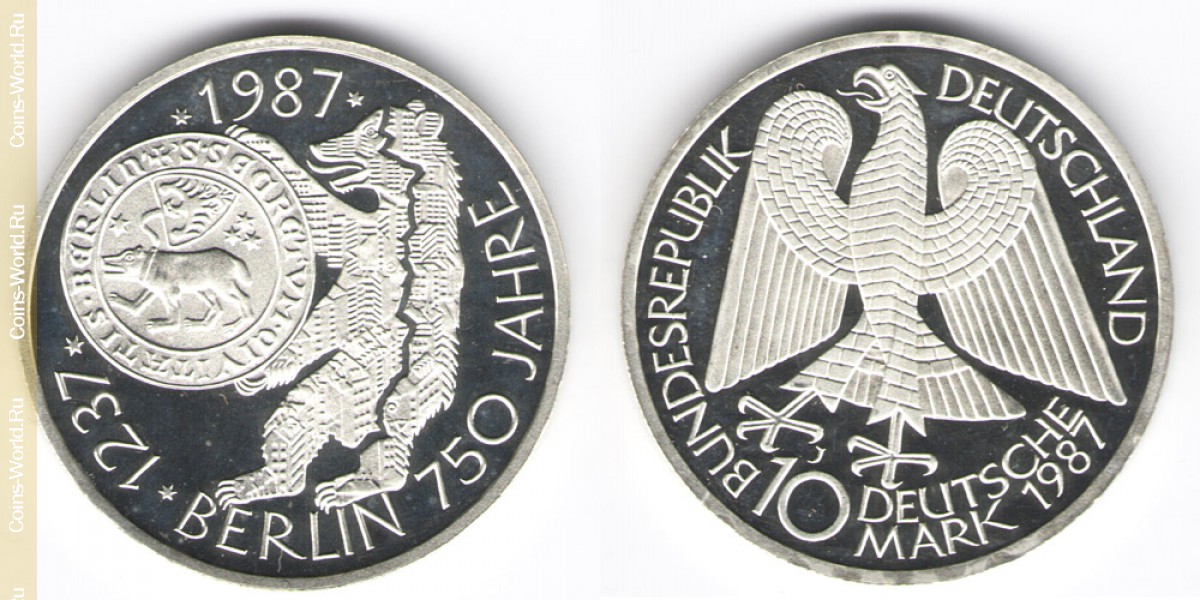 10 марок 1987 год J 750-летие Берлина Европа