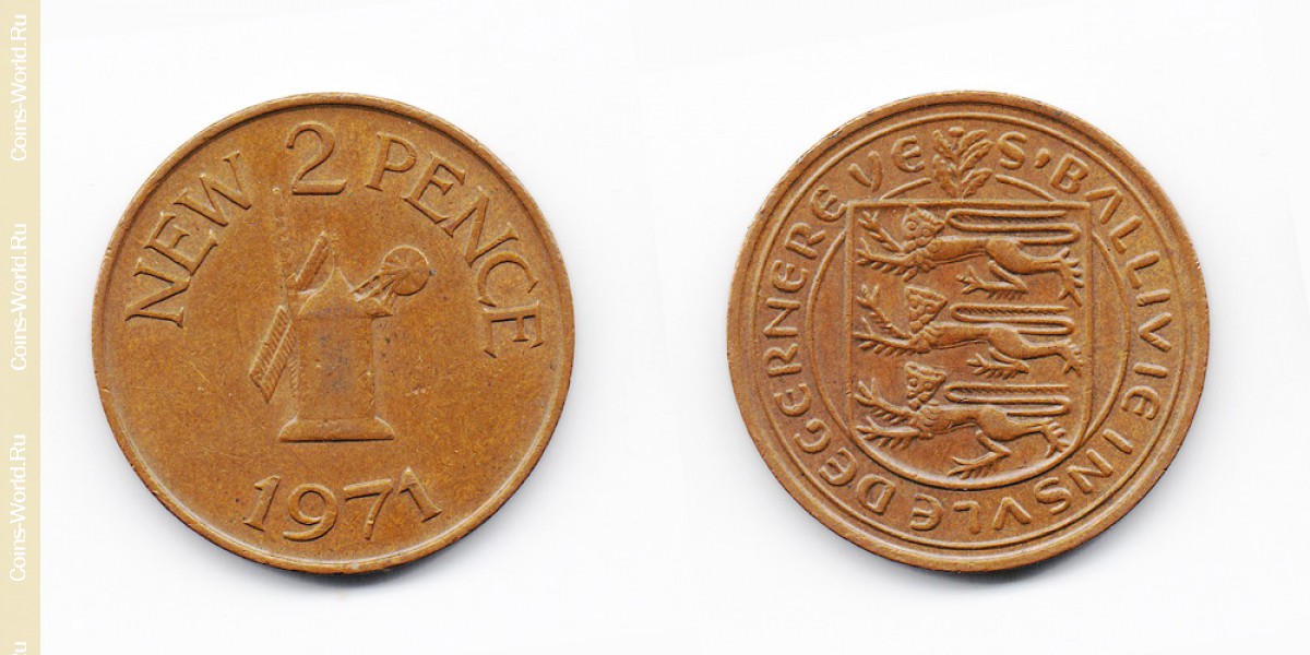 2 pence novos 1971 Guernsey